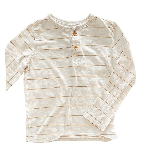 Little Co Other - 3T Little Co Striped Cream Kids Long Sleeve Shirt